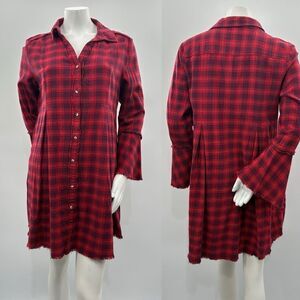3for$20 Cato Plaid Red Women's Button Down Tunic size: Large